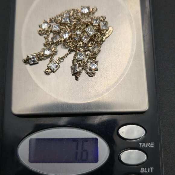 23 Inch Sterling Silver Many Square Cubic Zirconia Gems Necklace A6326 - Picture 5 of 5